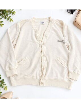 CP Shades Womens White Cotton Cardigan Sweater With Button Front, Pockets Size M